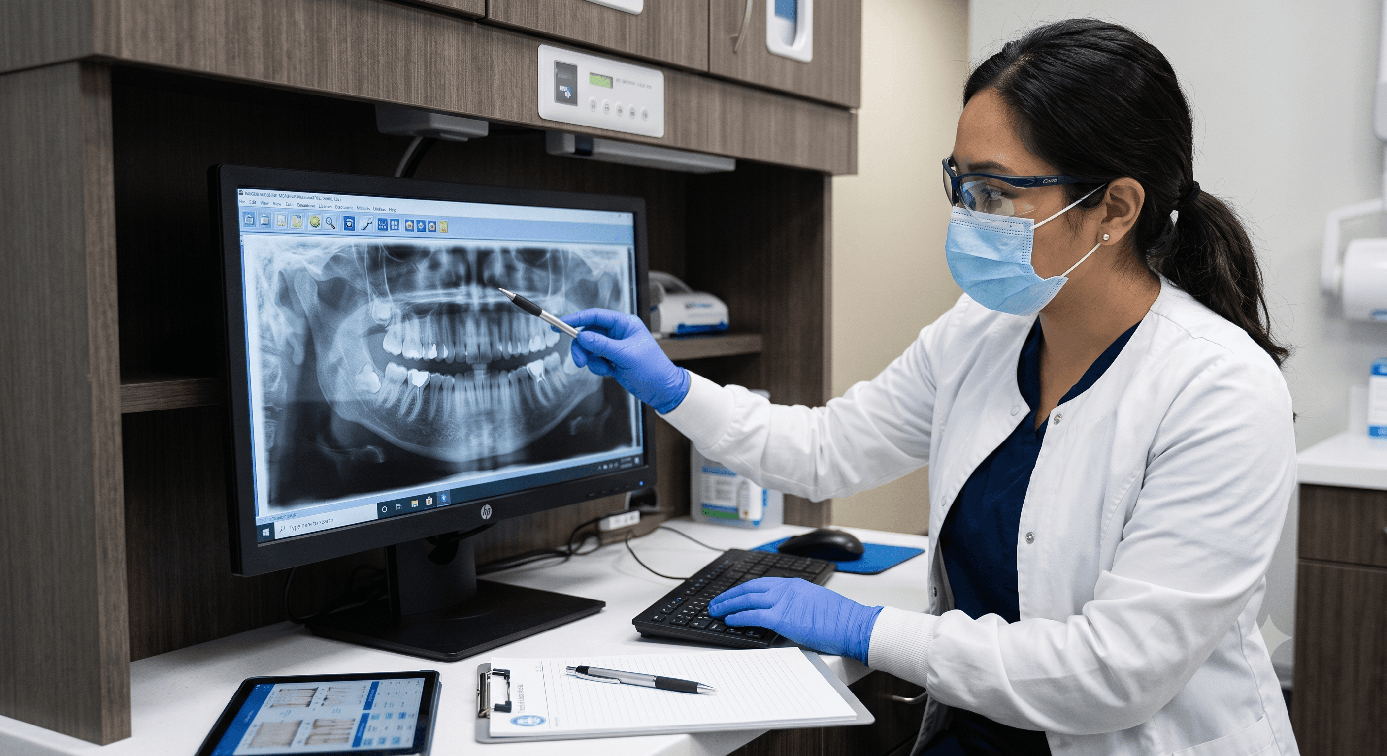 Doctora revisando radiografía